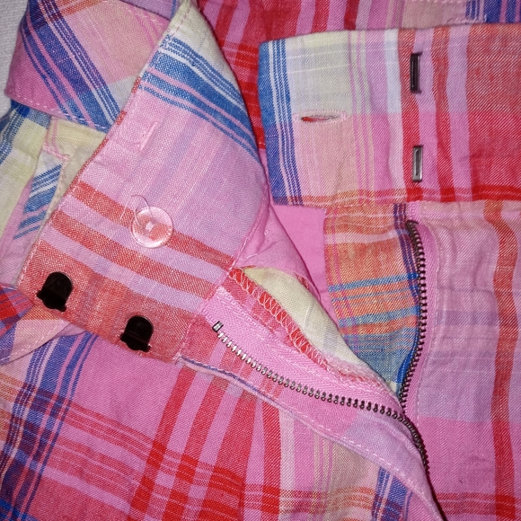 🆕C&C California | Pink, Red, & Blue Linen Plaid Shorts Size 4 Womens - Picture 4 of 5